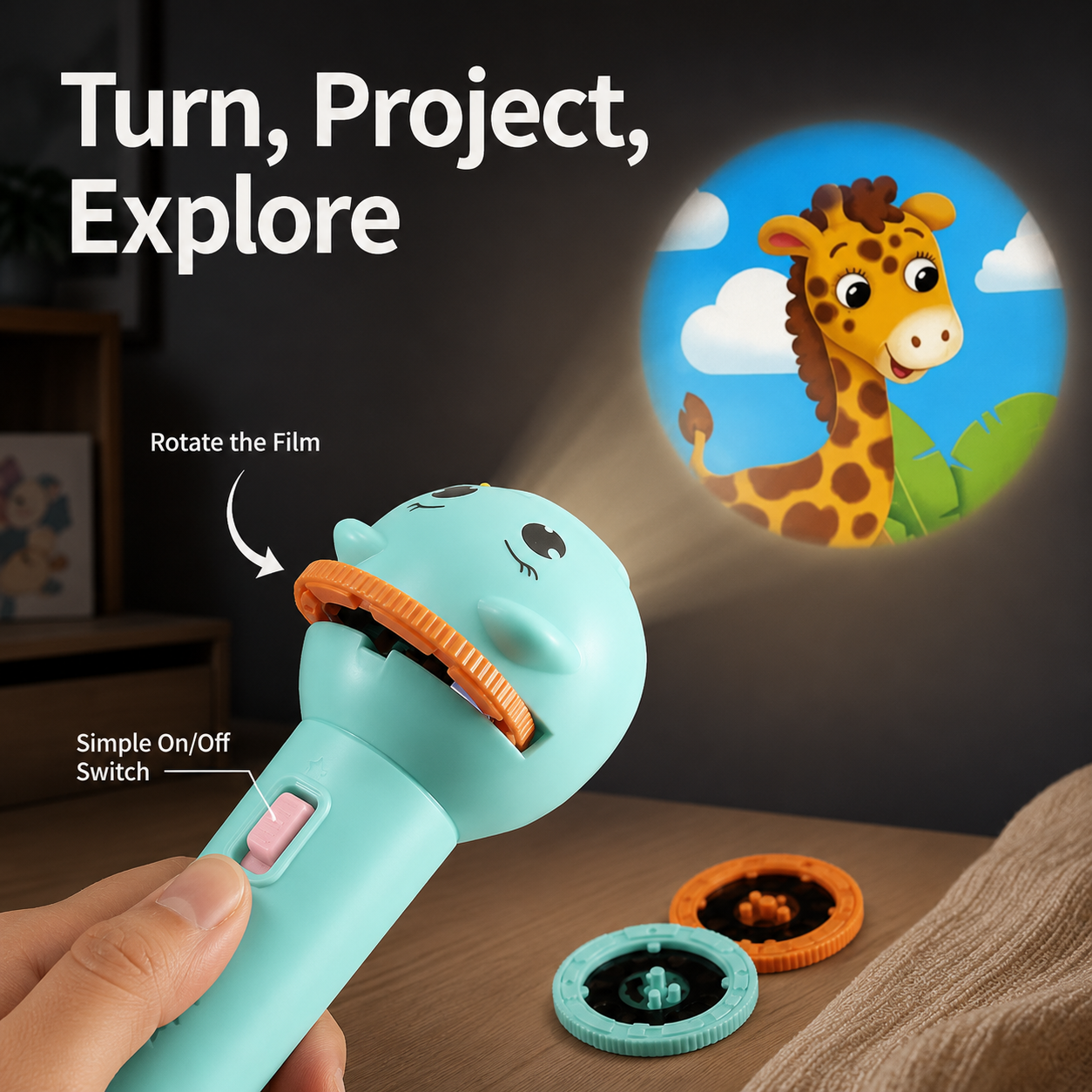 Kids Projection Flashlight, Bedtime Story Projector Toy