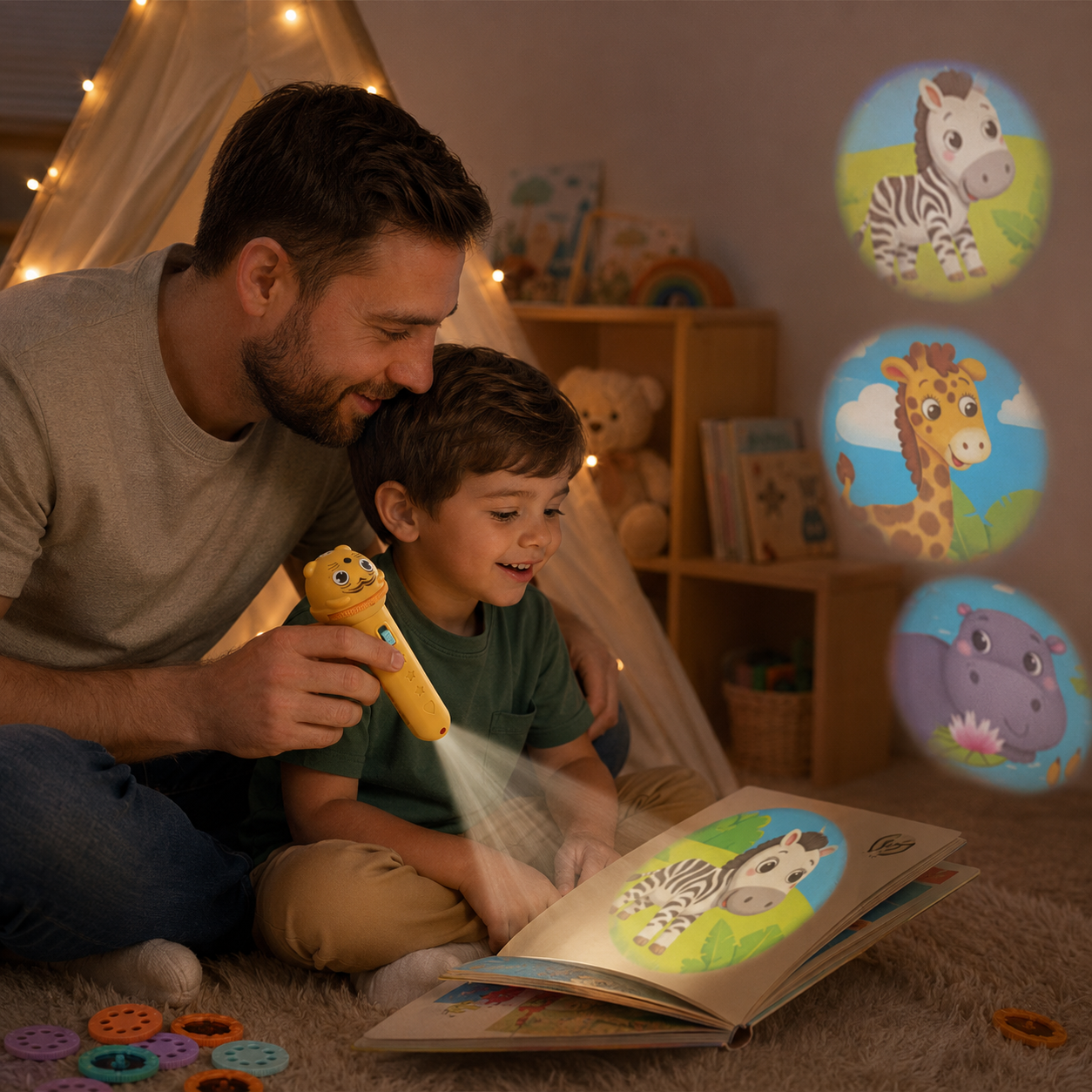 Kids Projection Flashlight, Bedtime Story Projector Toy